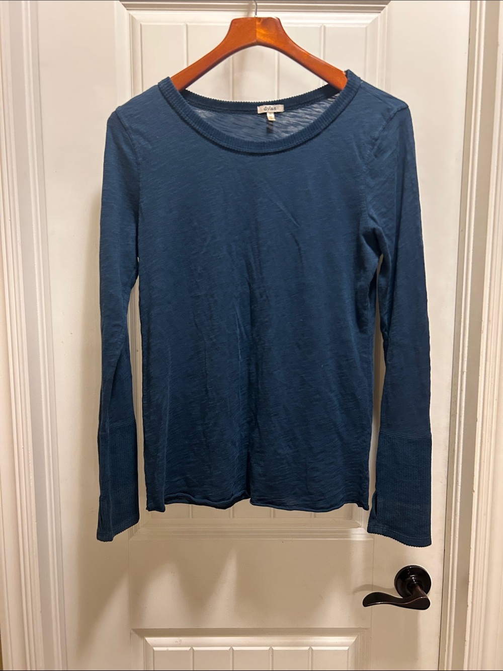 dylan Slim Long-Sleeve Crewneck in Deep Teal